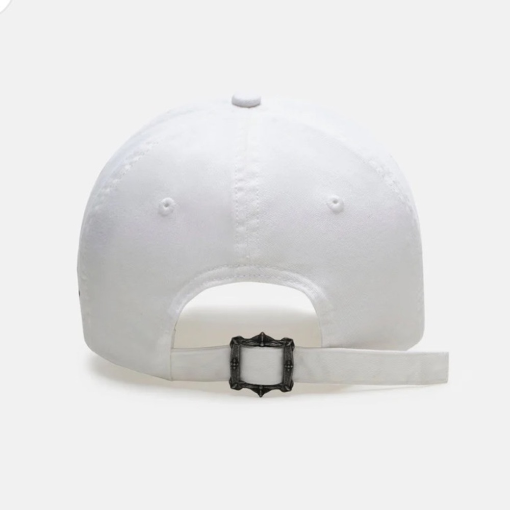 🤍 SMFK • Model White Baseball Hat w navy embroidery - Picture 6 of 14